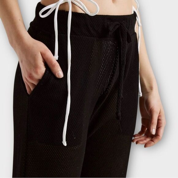 YEAR OF OURS Boardwalk Mesh Pant High Waist Wide Leg in Black Womwn’s Size S - Picture 2 of 10